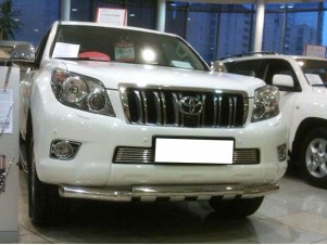 Защита переднего бампера  d-76 с доп.накладками для Toyota Land Cruiser Prado 150 2009-2013 LCPR10_1.8